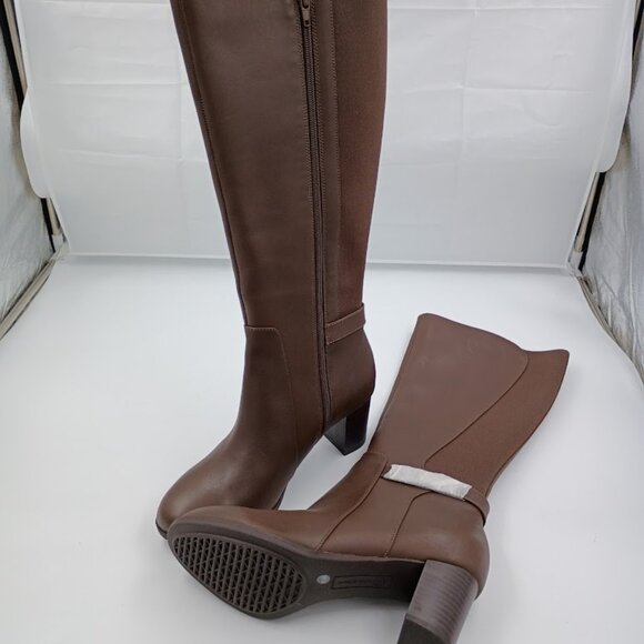 Giani Bernini Women's Mia Leather Tall Mid-Calf Boots Brown Size 8.5 - Picture 3 of 5